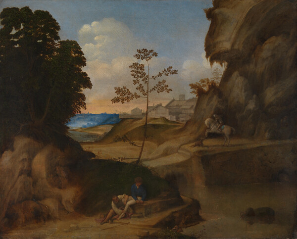 GiorgioneIlTramontoTheSunset画家古典画古典建筑古典景物装饰画油画