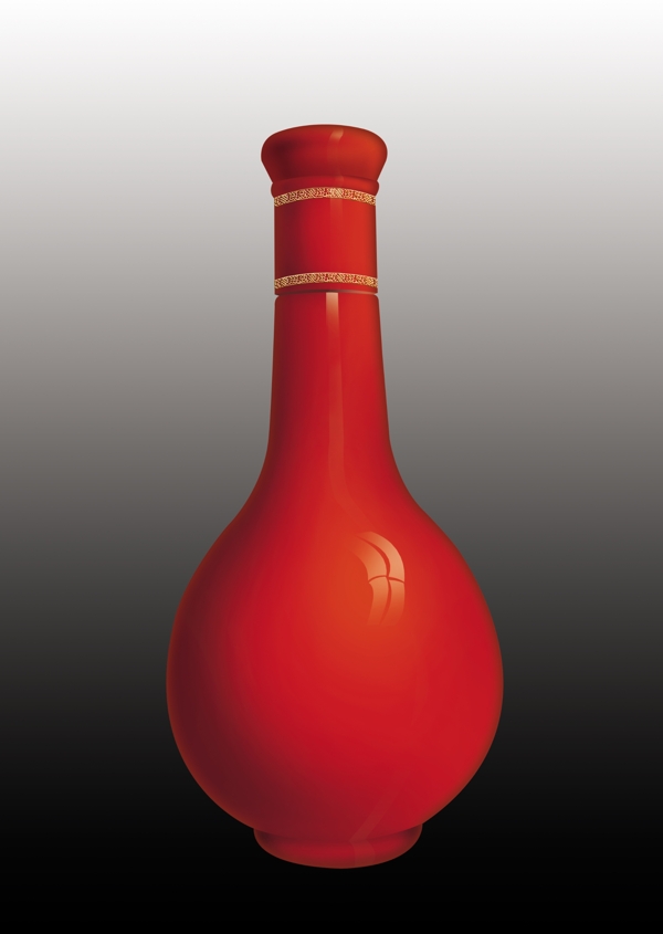 红色漆釉瓶子图片