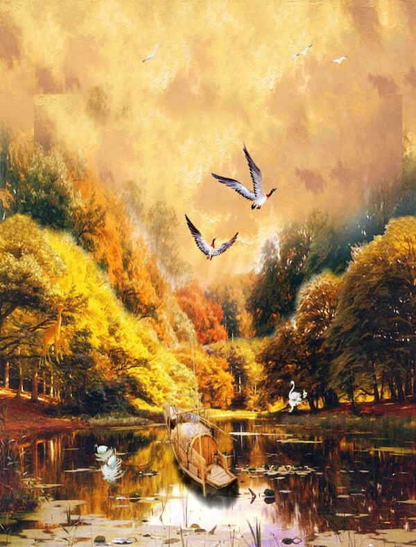 秋季的风景油画