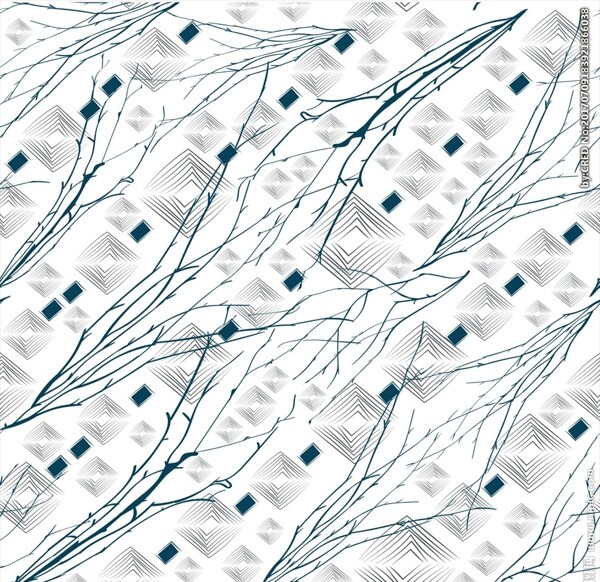 树枝回字形四方连续底纹