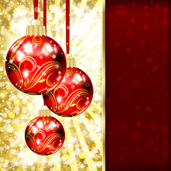 光斑和红色圣诞球图片