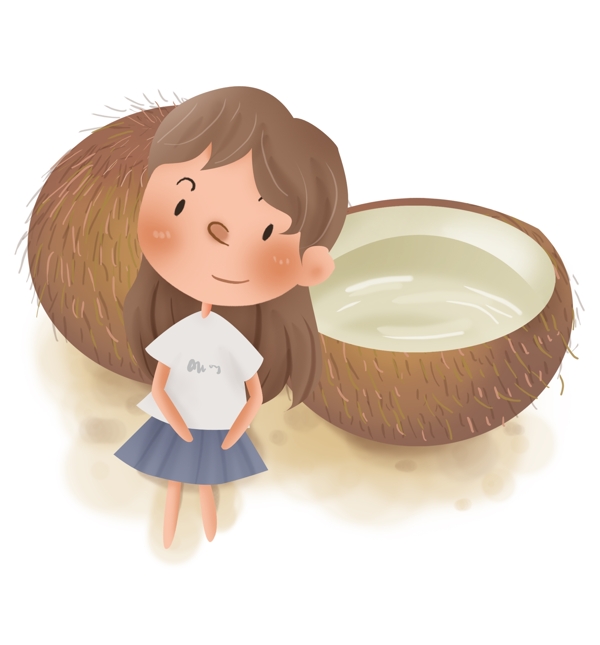 解暑水果椰子和儿童