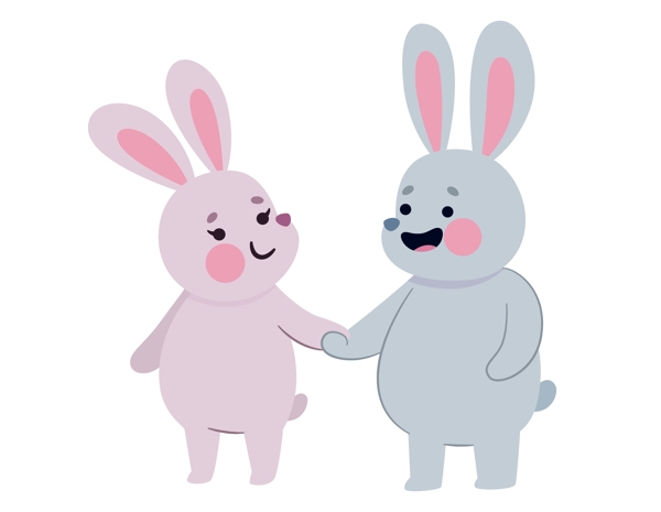 卡通可爱兔子爱情元素