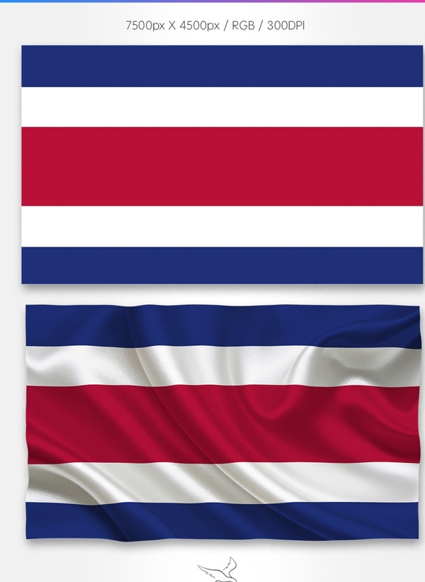 哥斯达黎加国旗分层psd