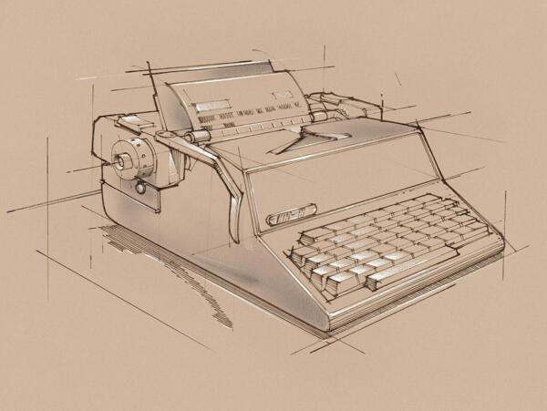 手绘办公室用品打字机图片