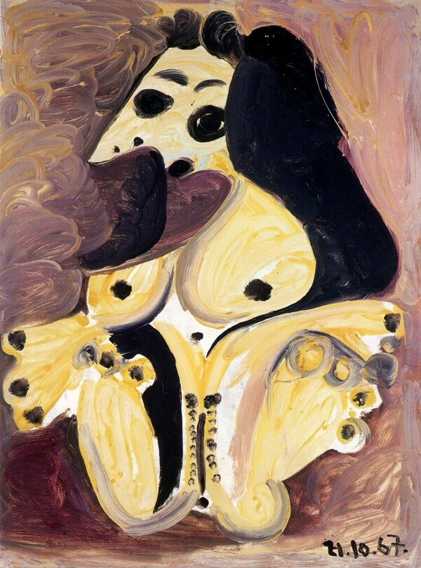 1967Nusurfondmauvedeface西班牙画家巴勃罗毕加索抽象油画人物人体油画装饰画