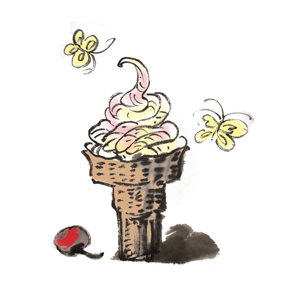 可爱冰淇淋手绘插画