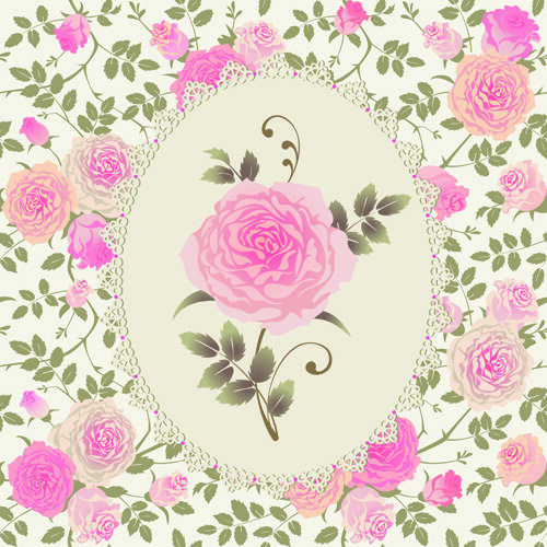 粉红色的玫瑰图案背景矢量素材01