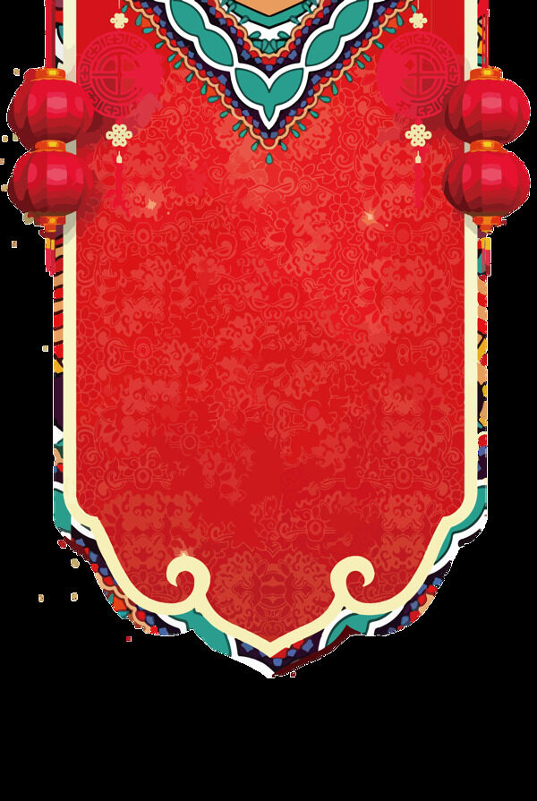 大红色传统中国风装饰透明装饰素材