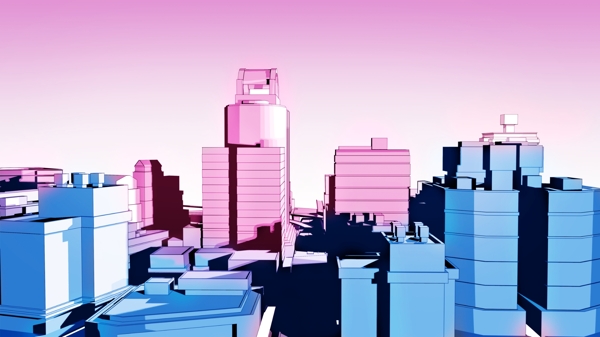 城市高楼大厦彩色卡通背景