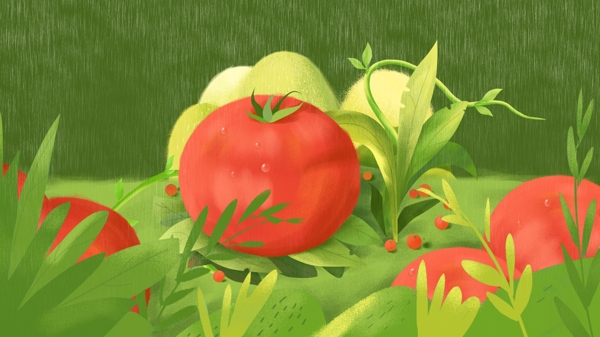 夏日清凉西班牙番茄节插画背景手绘设计