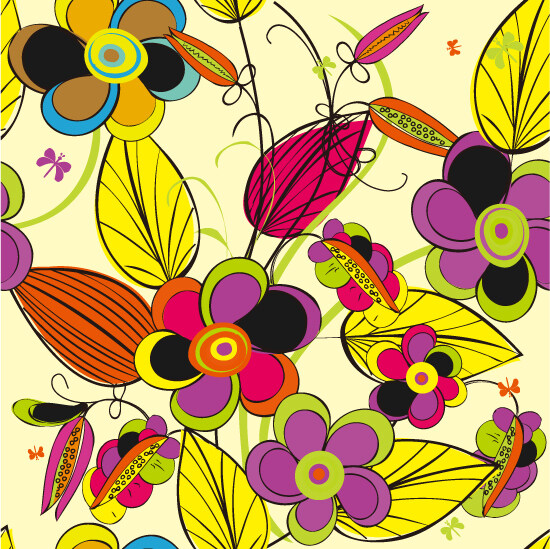 矢量素材艺术彩绘花朵图片