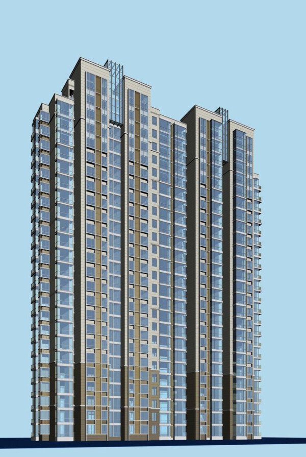 凸形高层住宅建筑3D模型