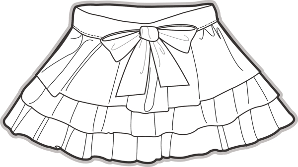 三层蛋糕裙小宝宝服装是设计素材线稿矢量