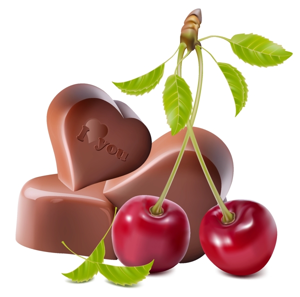 巧克力与樱桃矢量素材