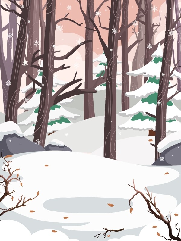 冬季树林插画背景