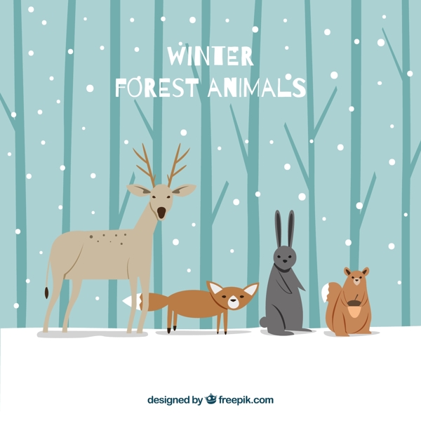 冬季森林动物背景
