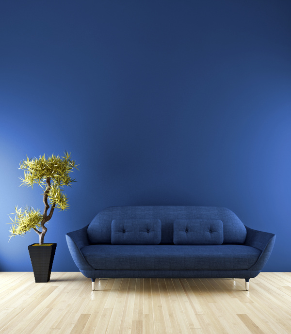 蓝色沙发效果图图片