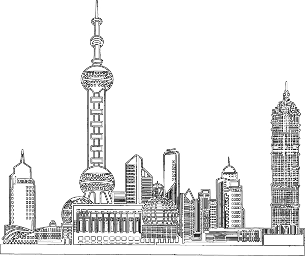 上海东方明珠黑色线条图片