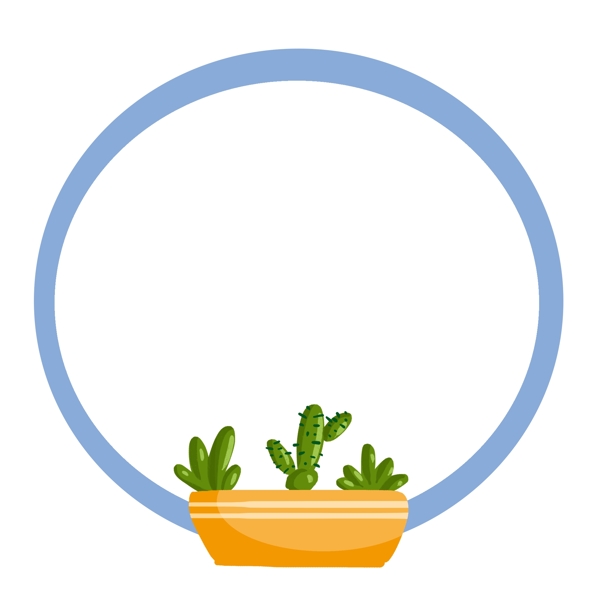 圆形的盆栽植物边框