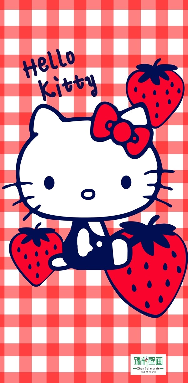 草莓格子凯蒂猫图片