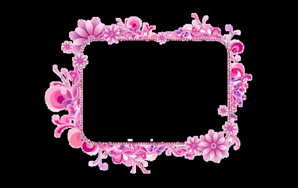 清新粉色花纹边框元素