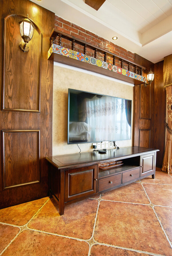 简约客厅木质电视柜装修效果图