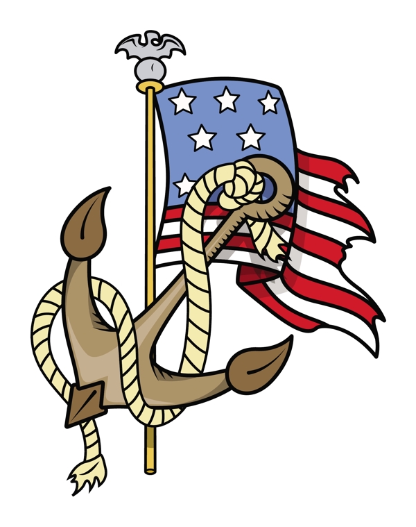 美国爱国的纹身标志和锚矢量插画