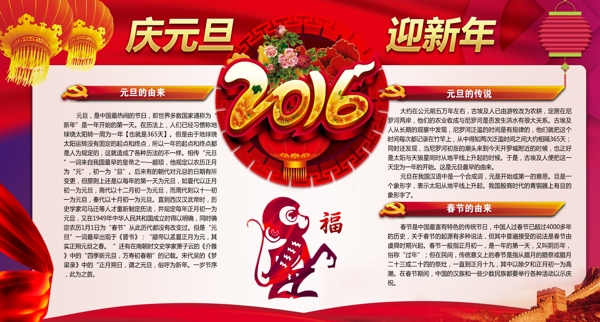 2016猴年庆元旦迎新年宣传栏