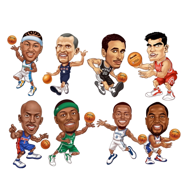 NBA卡通分层高清油画图片