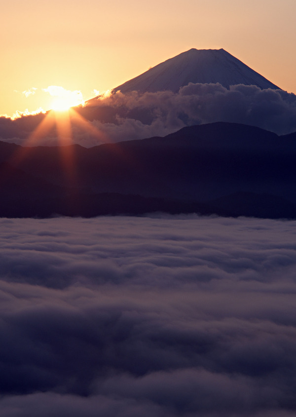 富士山夕阳图片