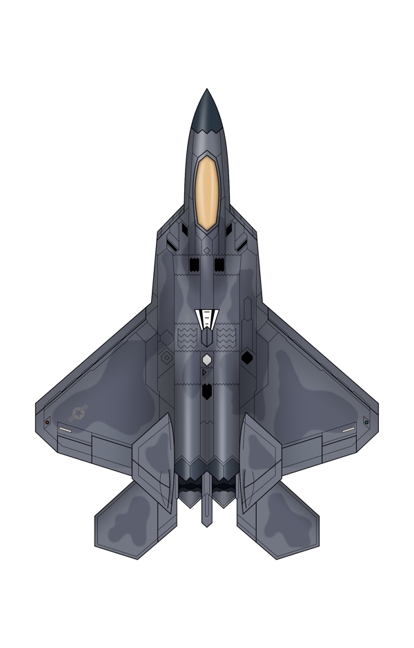 F22战斗机俯视图分层素材