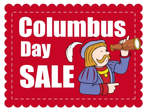 哥伦布日出售旗卡通