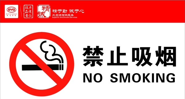 比亚迪禁止吸烟标示牌
