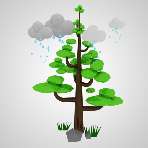 3D树植物卡通商务元素素材办公PPT创意