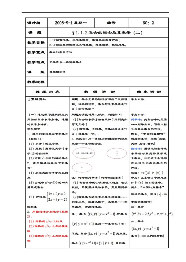 数学苏教版1.1.2集合的概念及其表示二