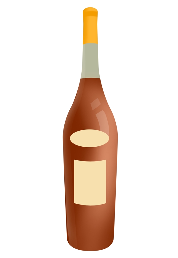 棕色瓶装红酒插画