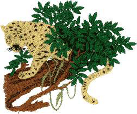 绣花动物豹植物树木免费素材