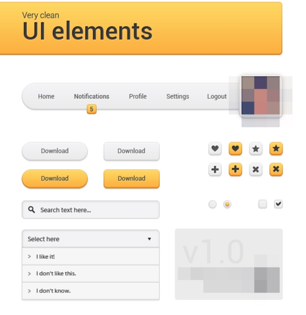 橙色网页UI界面设计素材