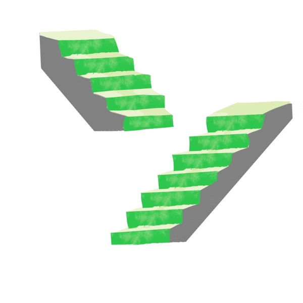 绿色的楼梯装饰插画