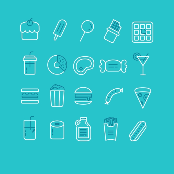 餐饮食物线条icon图标设计