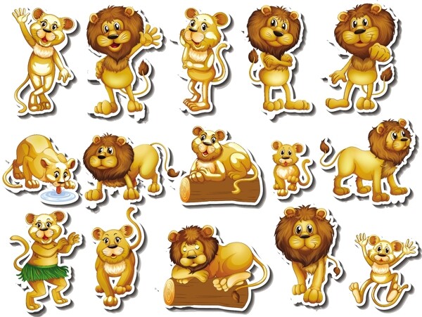 狮子家庭插画贴纸