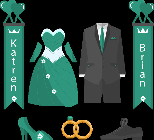 绿色结婚婚礼元素免抠png透明图层素材