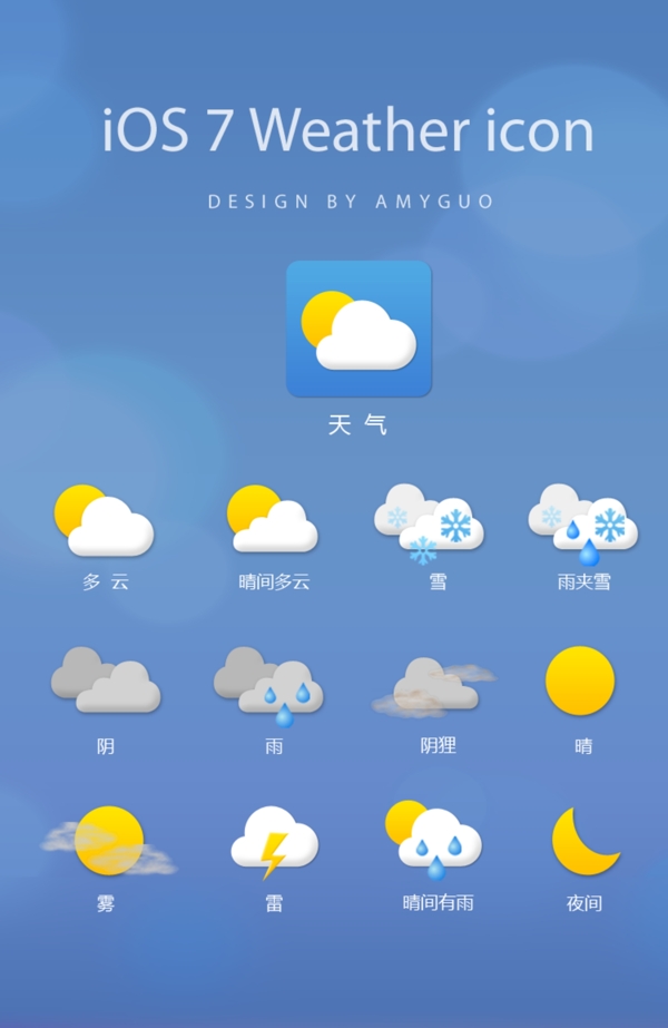 ios7风格天气图标图片