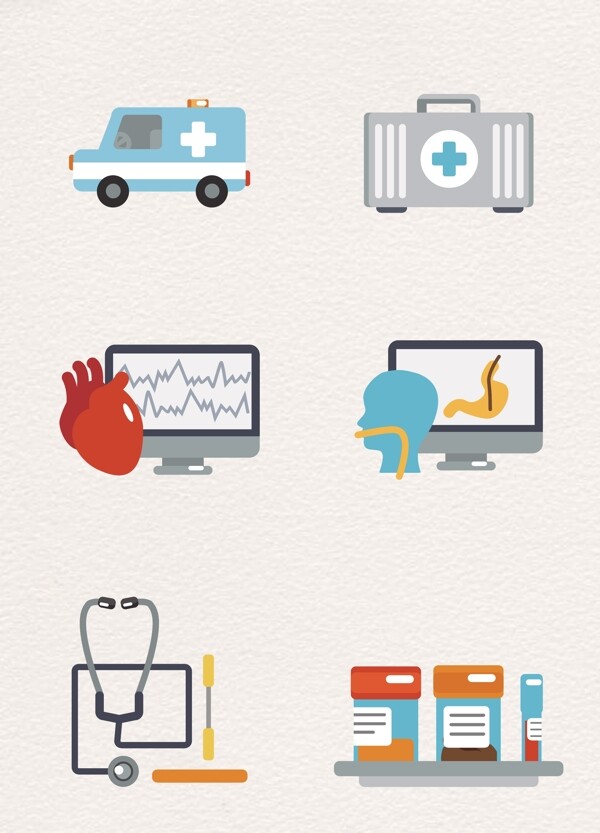卡通医疗急救设备生活图标元素