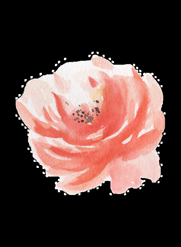 粉红色水彩手绘花朵透明素材