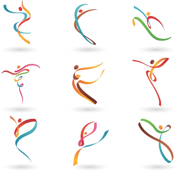 七彩线条舞蹈人物标志图片