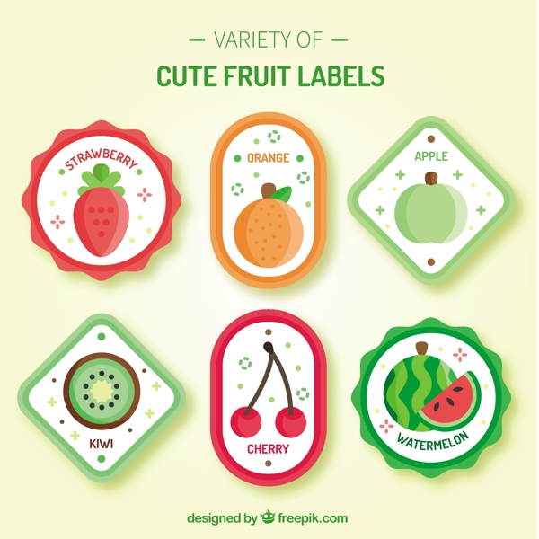 各种可爱的水果标签