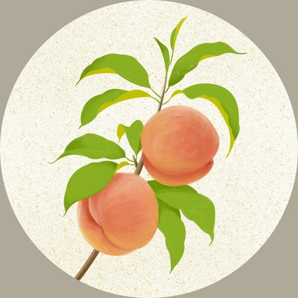 新中式水蜜桃水果装饰画