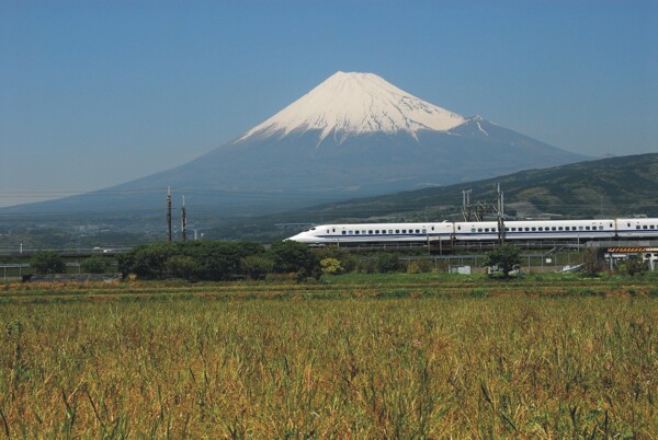 富士山下的新干线图片